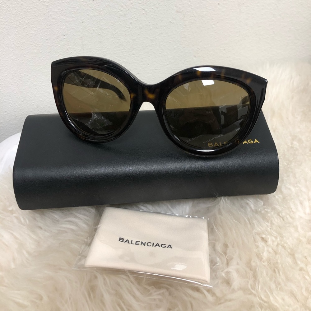 Balenciaga Havana reflective cat eye sunglasses